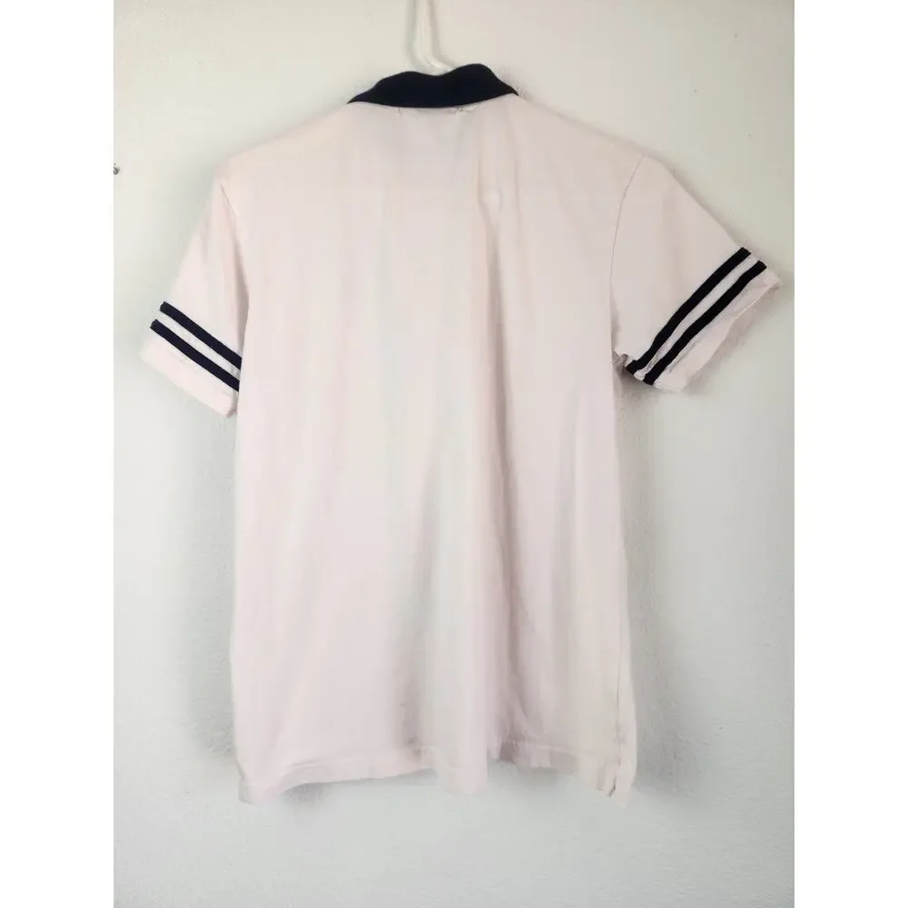Ralph Lauren Polo Sport 1/4 Zip White/Pink Shirt Short Sleeve Men Size Medium